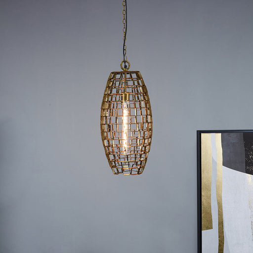 Buy Pendant Lights Australia Dali Medium 1 Light Oval Geometric Pendant Antique Brass - ZAF11226