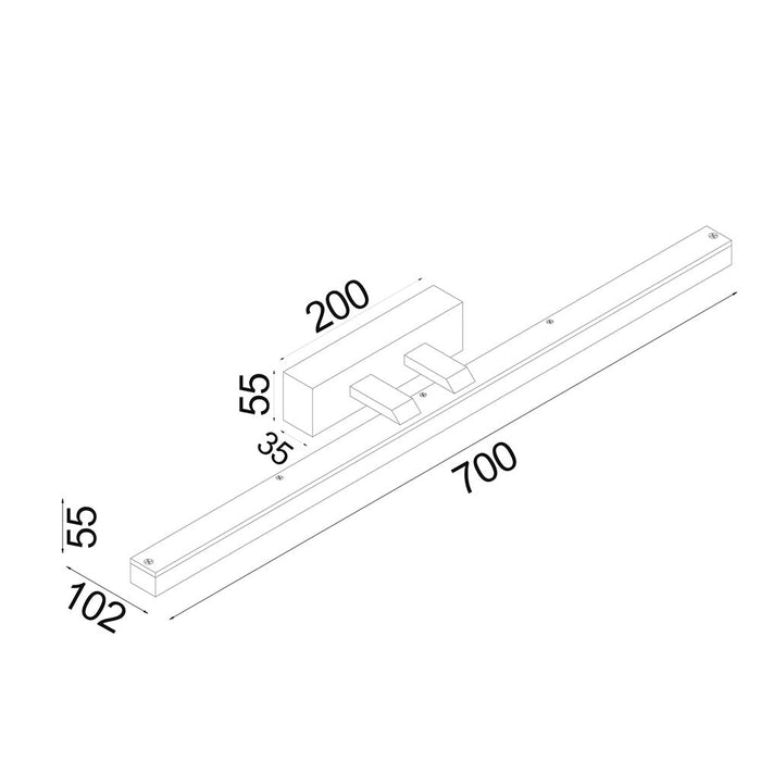 Buy Bathroom Vanity Lights Australia Vanitas Bathroom Vanity Light W700mm Chrome Aluminium 3CCT - VANITAS3L