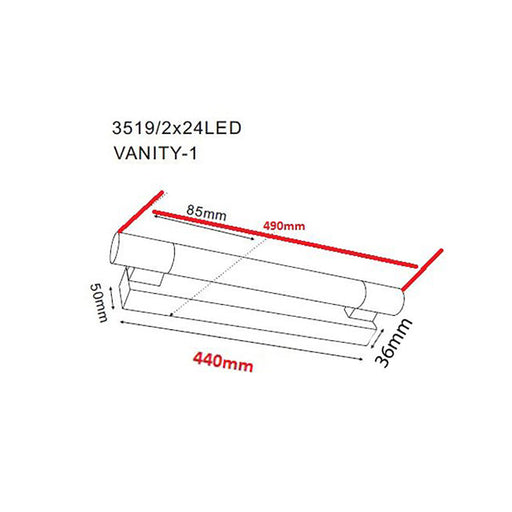 Buy Bathroom Vanity Lights Australia VANITY LED Interior Wall Light 7.6W 4000K IP44 - VANITY-1