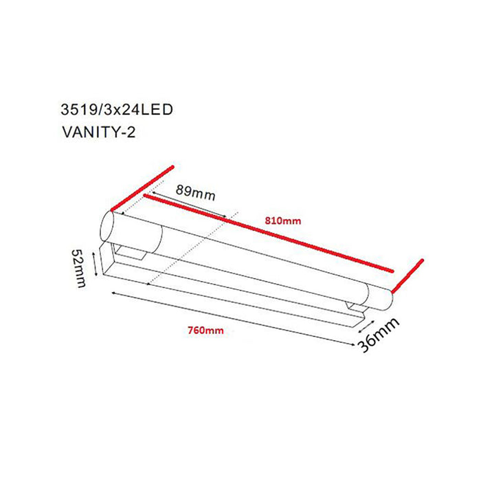 Buy Bathroom Vanity Lights Australia VANITY LED Interior Wall Light 19.2W 4000K IP44 - VANITY-2