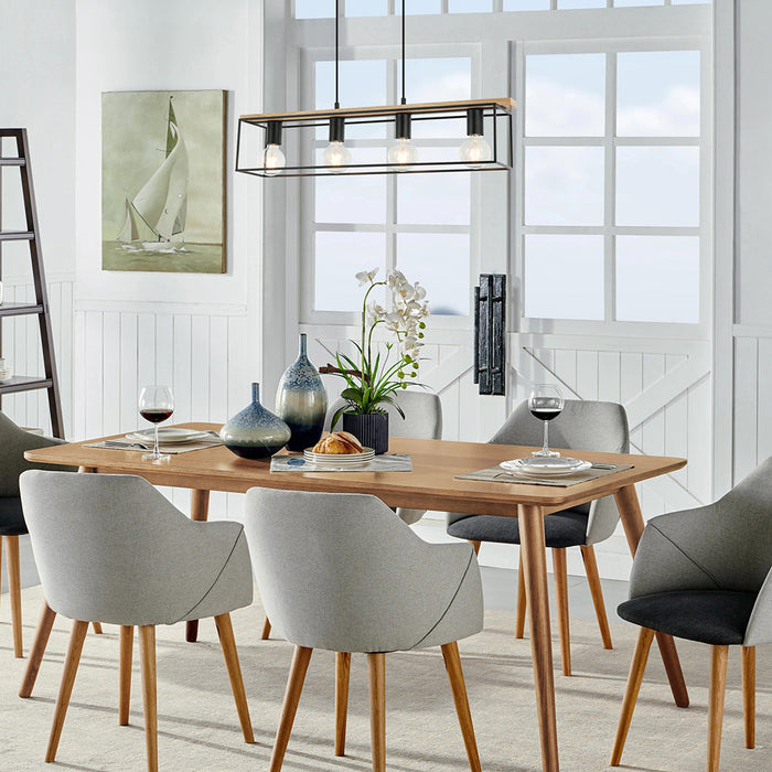 Buy Island Pendant Lights Australia Virun Island Pendant 4 Lights Black Wood / Iron - VIRUN1