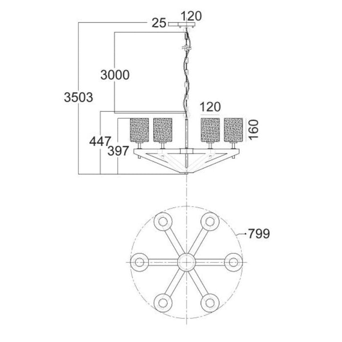 Buy Chandeliers Australia VOTIF Chandeliers 6 Lights Bronze Wood / Iron / Glass- VOTIF1