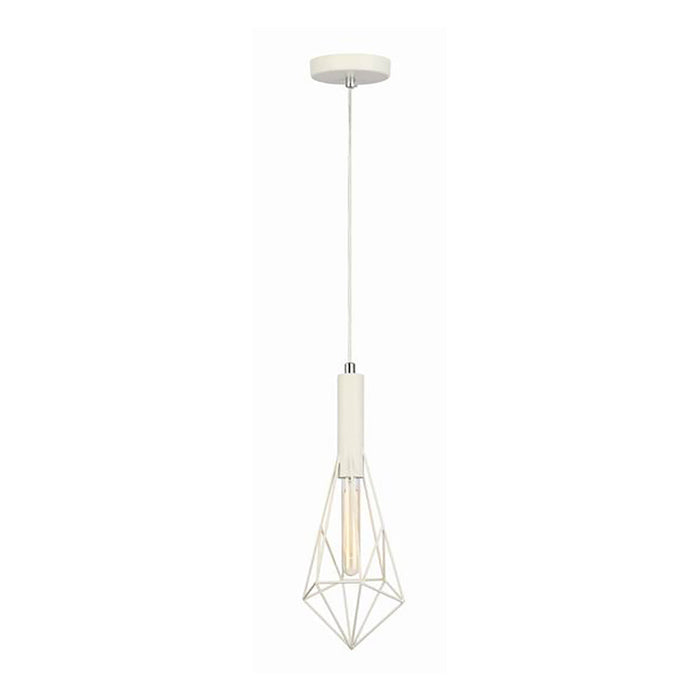 Buy Pendant Lights Australia WHITEBAND White Iron Cage 1 Light Diamond Cage Pendant - WHITEBAND5