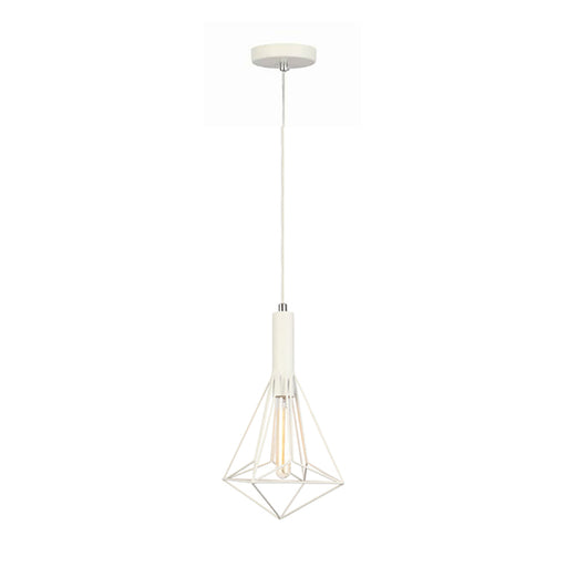 Buy Pendant Lights Australia WHITEBAND White Iron Cage 1 Light Angled Cage Pendant - WHITEBAND6