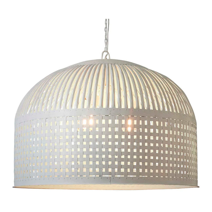 Buy Pendant Lights Australia Esch 3 Light Woven Iron Strips Extra Large Pendant White - ZAF10404