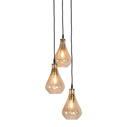 Buy Cluster Pendants Australia Lustre Cluster Pendant 3 Lights Pale Gold Glass - ZAF11204