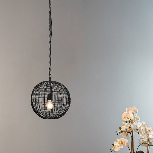Buy Pendant Lights Australia Cray Ball Small 1 Light Wire Weave Ball Pendant Black - ZAF11216