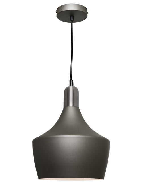 Buy Pendant Lights Australia Bevo 1 Light Pendant Satin Chrome And Charcoal - BEVO1PSC