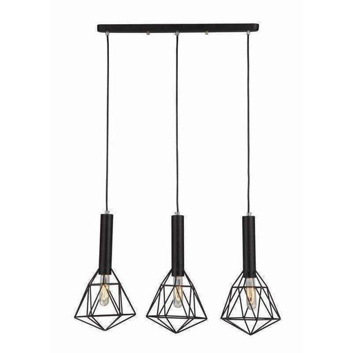 Buy Island Pendant Lights Australia Blackband 3 Light Black Iron Cage Diamond Bar Pendant - BLACKBAND1X3