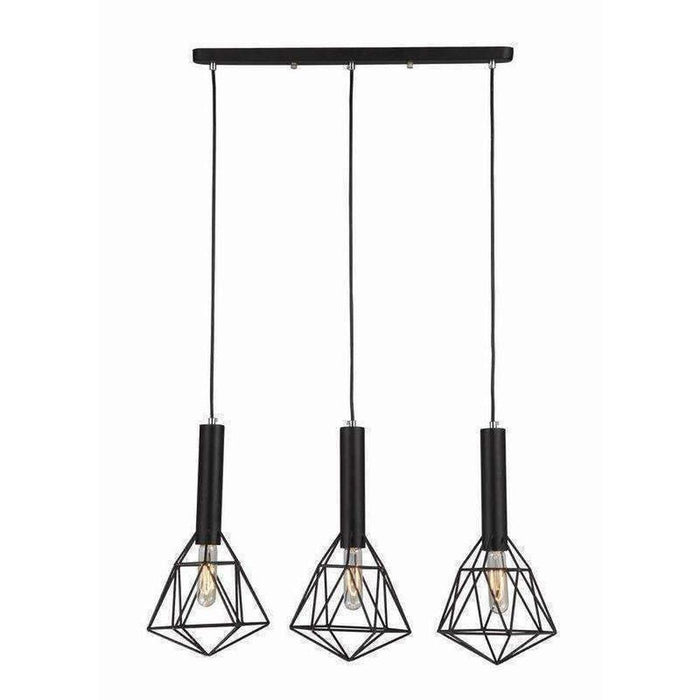Buy Island Pendant Lights Australia Blackband 3 Light Black Iron Cage Diamond Bar Pendant - BLACKBAND1X3