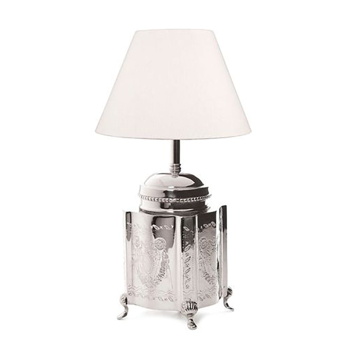 Buy Table Lamps Australia Kensington 1 Light Table Lamp Base Only Shiny Nickel - Engraved Tea Caddy - ELANK29240SN