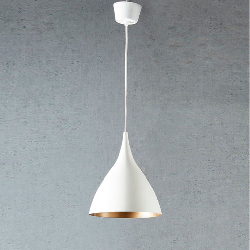 Buy Pendant Lights Australia MacMillan Small Round Pendant White Brass Lining - ELASWGBT28W