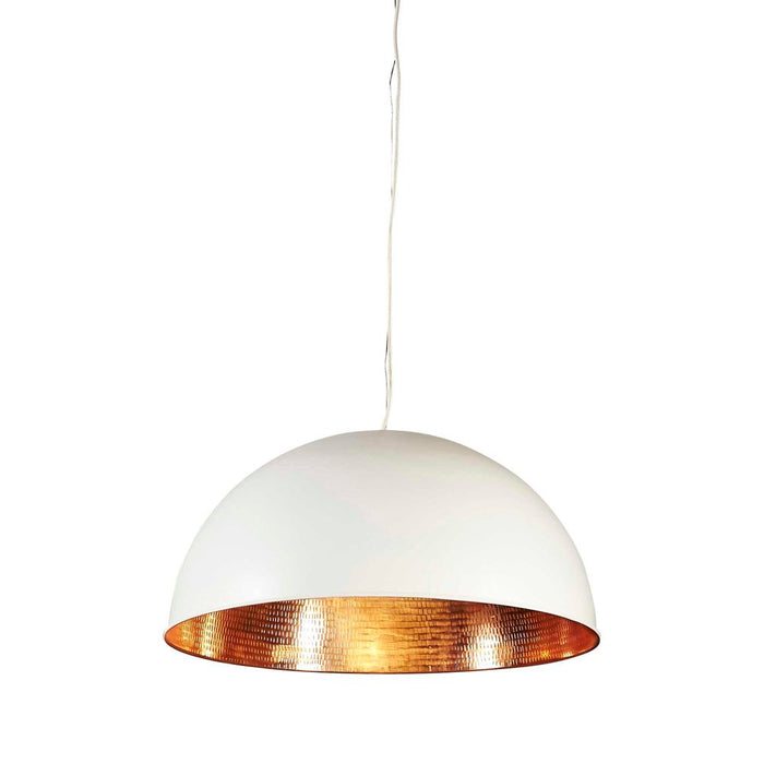 Buy Pendant Lights Australia Alfresco Dome 1 Light Pendant White Copper - ELAWDOMEWHTCOP