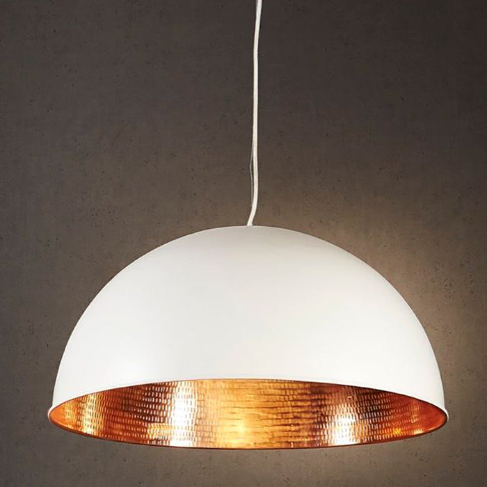 Buy Pendant Lights Australia Alfresco Dome 1 Light Pendant White Copper - ELAWDOMEWHTCOP