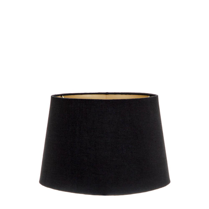 Buy Lamp Shades Australia Small Drum Lamp Shade (12x10.5x8 H) - Black with Gold Lining - Linen Lamp Shade - ELSZ121058BLKGLDEU