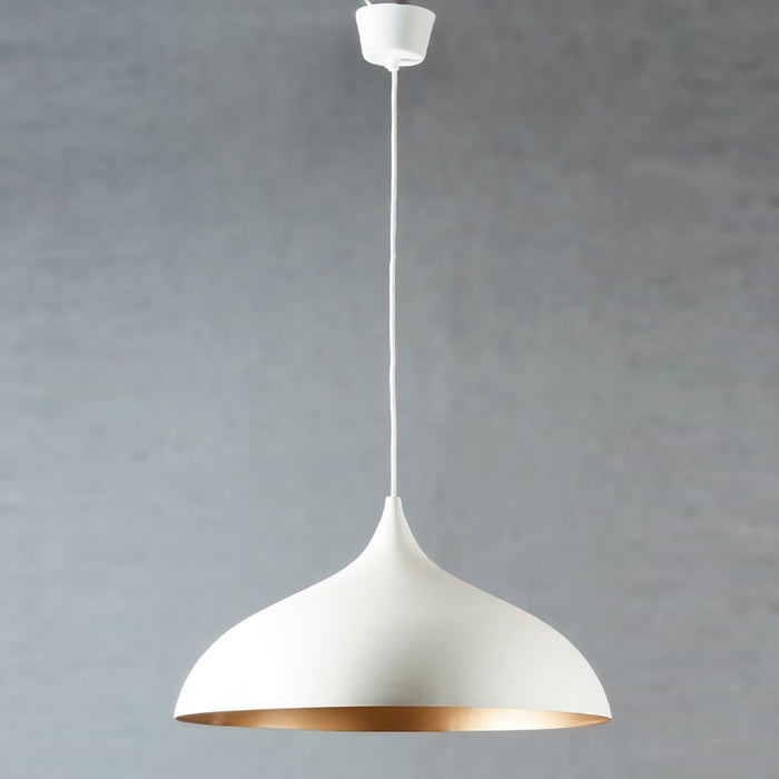 Buy Pendant Lights Australia MacMillan Large Oval Pendant White Brass Lining - ELASWGBT53W