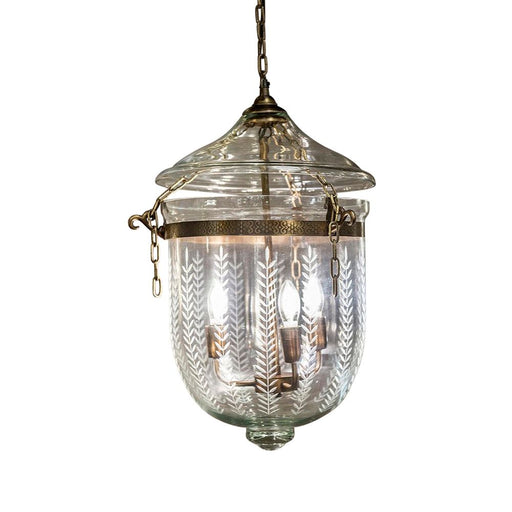 Buy Pendant Lights Australia Bell Jar 3 Light Pendant Medium Brass & Leaf Cut Glass - ELKH307