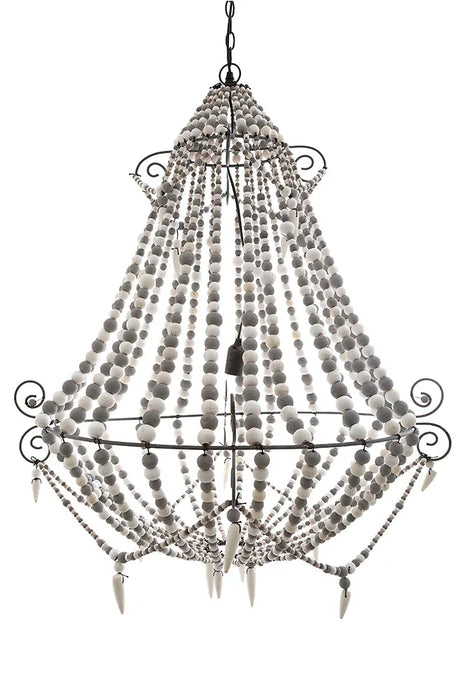 Buy Chandeliers Australia Beaded Chandelier White Timber - ELAH429