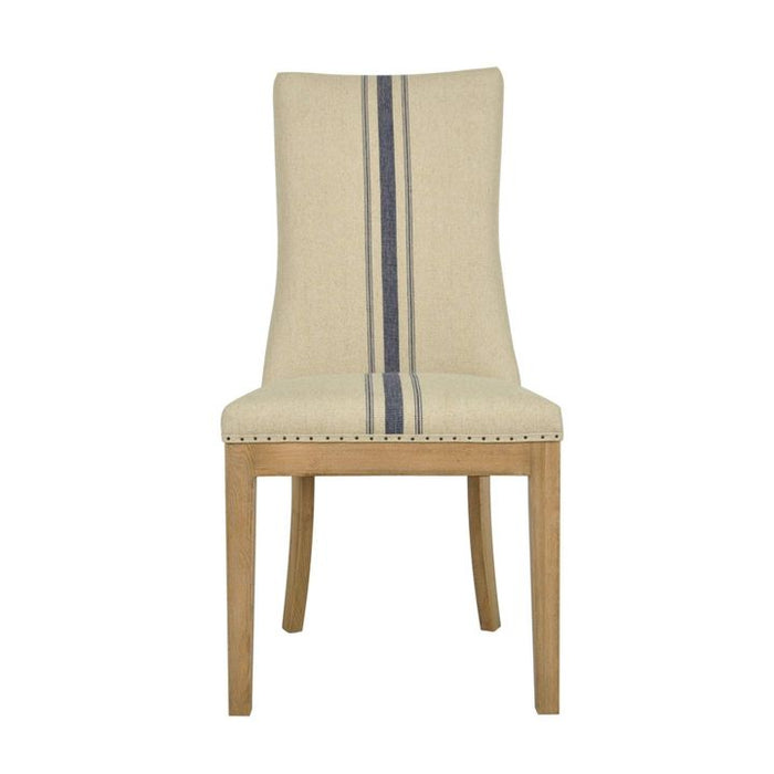 Oakwood Hamptons Blue Stripe Dining Chair Natural - OWFC0050BS