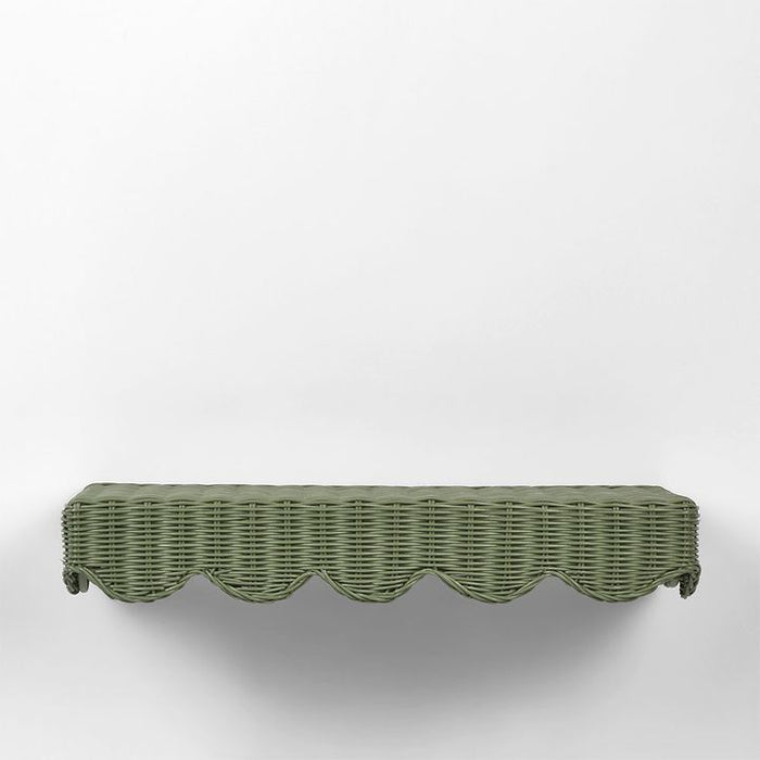 Belle Rattan Wall Shelf Green - FUR0071GR