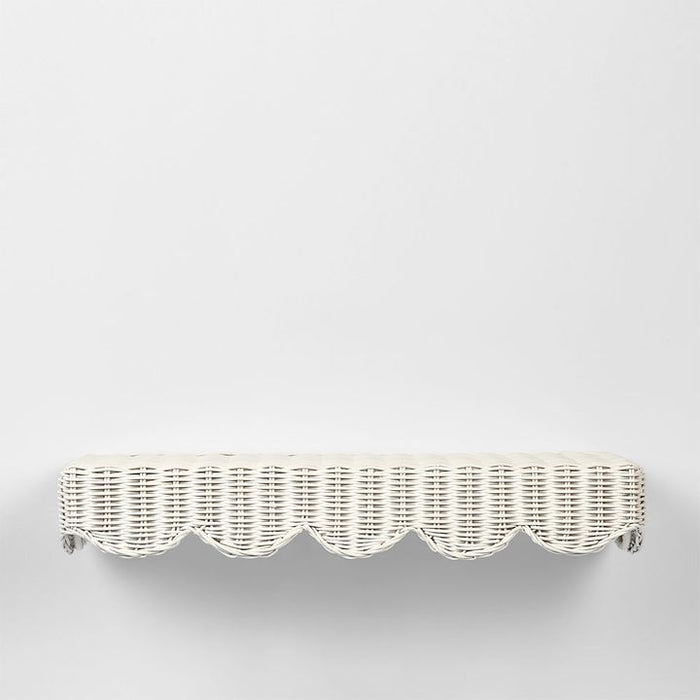 Belle Rattan Wall Shelf White - FUR0071WH