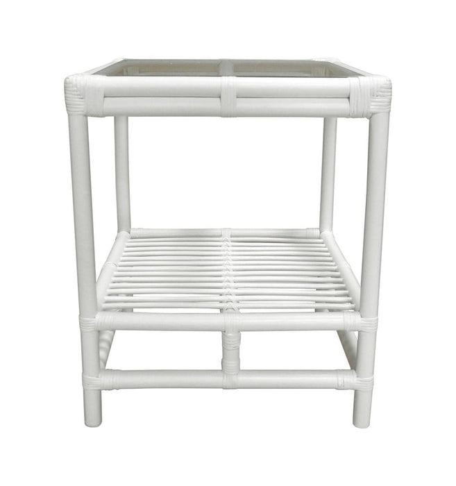 Havana Rattan Side Table White - OWEJ0073