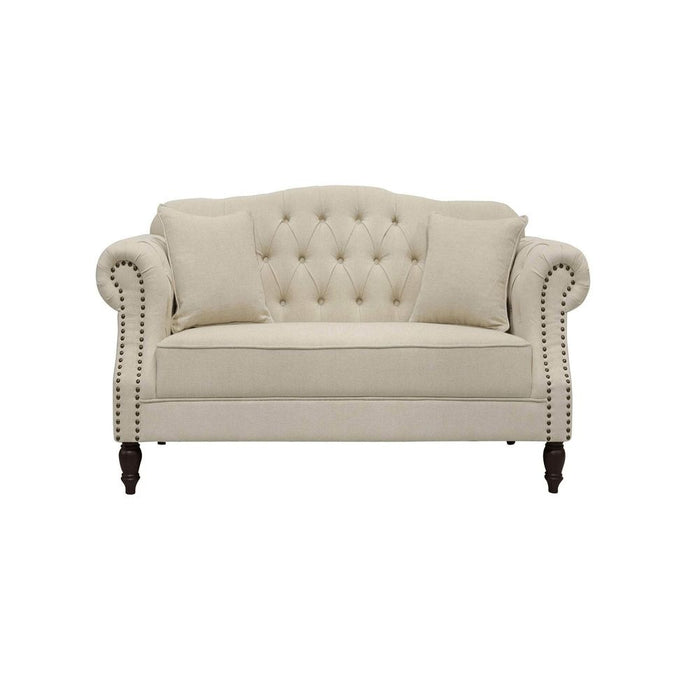 Vaucluse 2 Seat Hamptons Buttoned Sofa Linen Blend Beige - OWFL0246-2