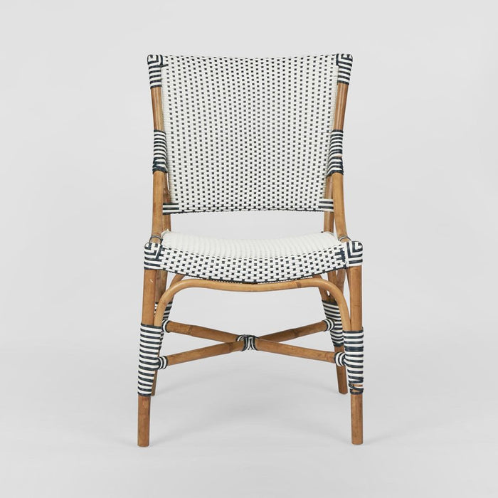 Portsea Rattan Outdoor Under Cover Dining Chair Navy & Blue - FUR0221
