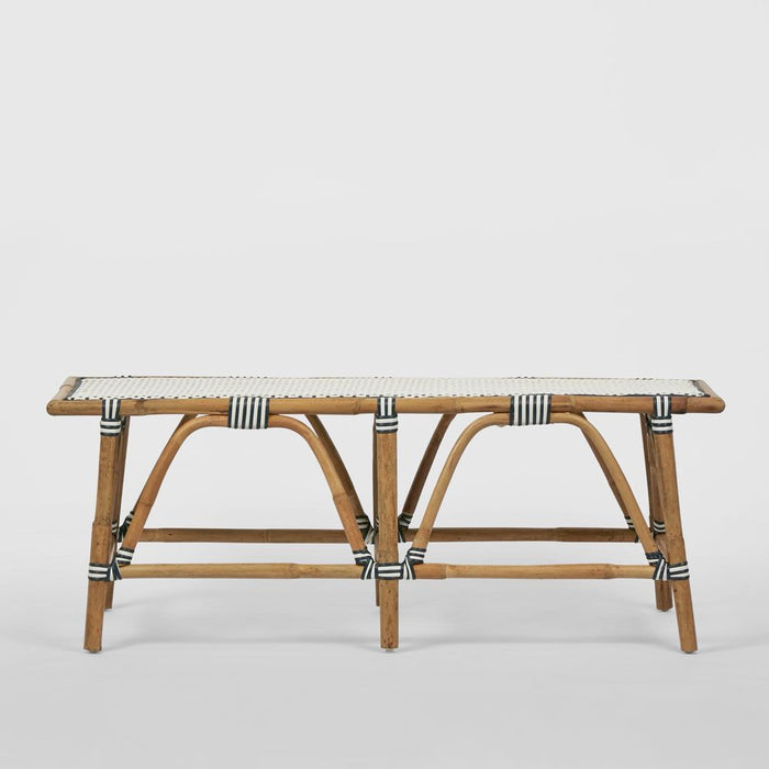Portsea Synthetic Rattan Outdoor Under Cover Bench Navy & Blue - FUR0223