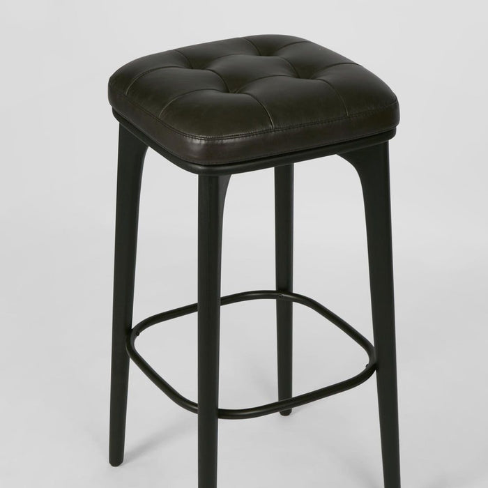 Carlton Ashwood Leather Bar Stool Black - FUR0242