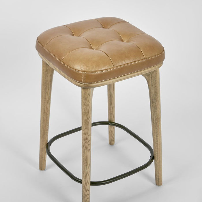 Carlton Ashwood Leather Bar Stool Tan & Brown - FUR0244