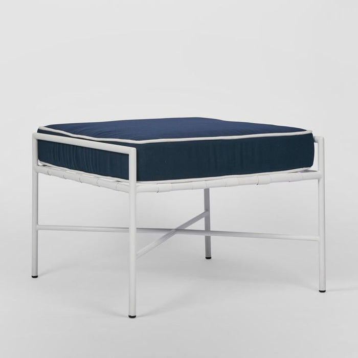 Sheffield Outdoor Ottoman White and Navy - FUR0255