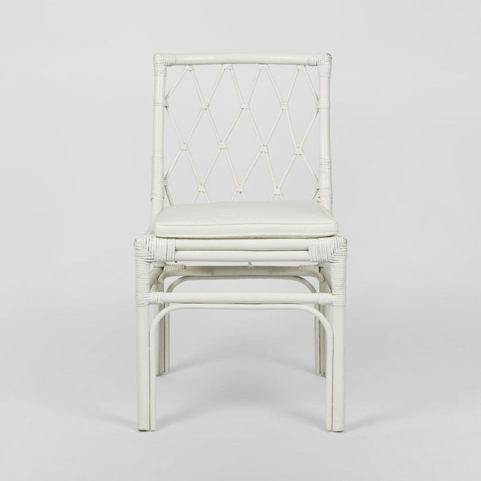 Brighton Rattan Dining Chair With Cushion White - FUR0214