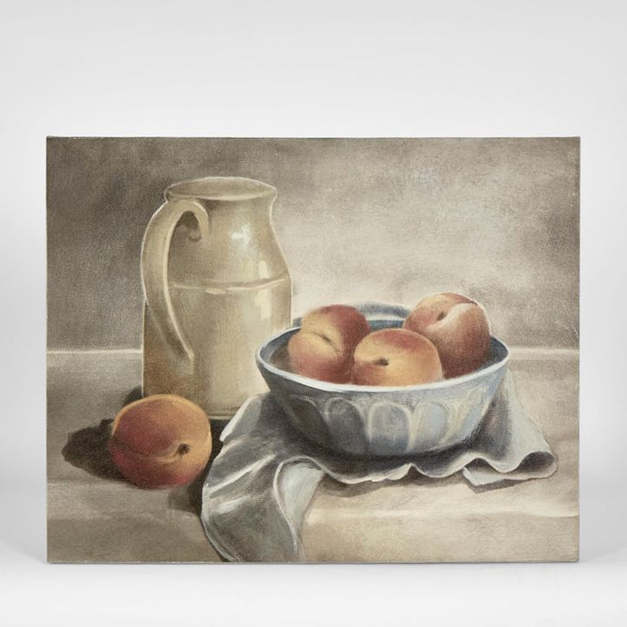 Milk Jug With Peaches Acrylic Paint Wall Art Multi Colour - PPWALL4088