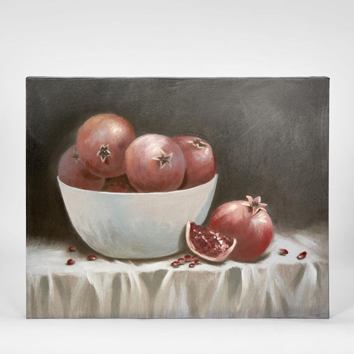 Bowl Pomegranates Acrylic Painting Wall Art Multi Colour - PPWALL4093