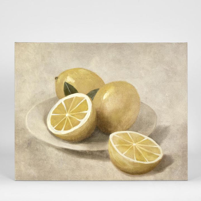 Lemons On White Plate Wall Art Multi Colour - PPWALL4062