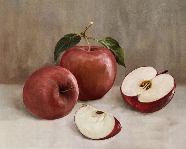 Apples Acrylic Painting Wall Art Multi Colour - PPWALL4089