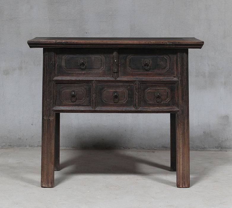 Shanxi Elm Wood 150 Years Old Table With Drawers Natural - FUR30723