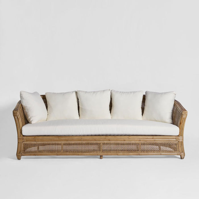 Cayman 3 Seat Rattan Sofa Cream Cushion - OWEJ0040C