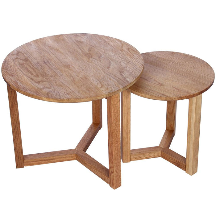 Oslo Set of 2 Lacquered Finish Side Tables Natural - OWQD0004X