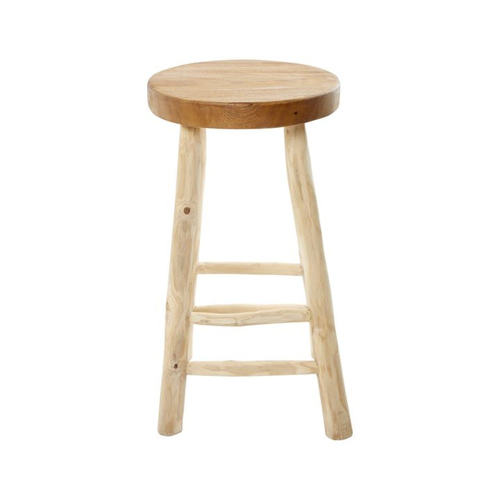 Lacquered Medium Teak Wood Stool Natural - BULDW107