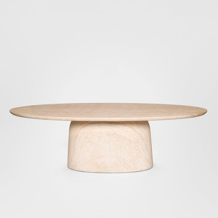Corsica Outdoor Oval Dining Table Travertine Look Ivory - FURAIR004