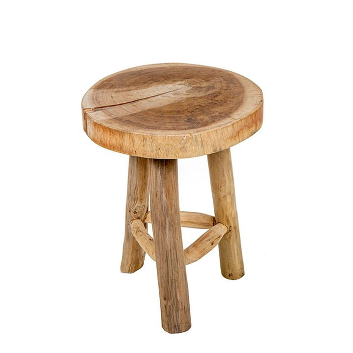 Cancun Teak Wood Outdoor Under Cover Wooden Stool Natural - FUR429