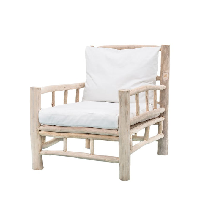 Bermuda Dolken Wood Outdoor Under Cover Armchair with Cushion Natural - FUR1016NAT