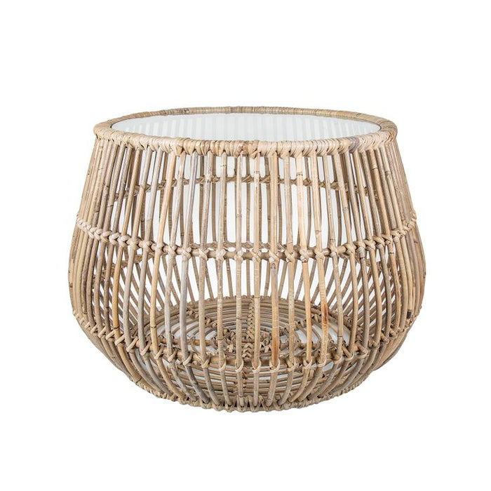 Haiti Outdoor Under Cover Round Basket Glass Table Light Natural - FUR528