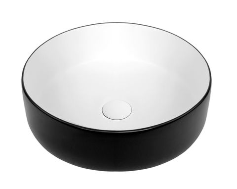 Radius Ceramic Round Above Counter Basin Matte Black / White - IS4088MWB