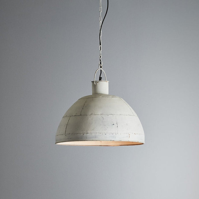Buy Pendant Lights Australia Granada 1 Light Iron Riveted Dome Pendant - Vintage White - ZAF10100WH