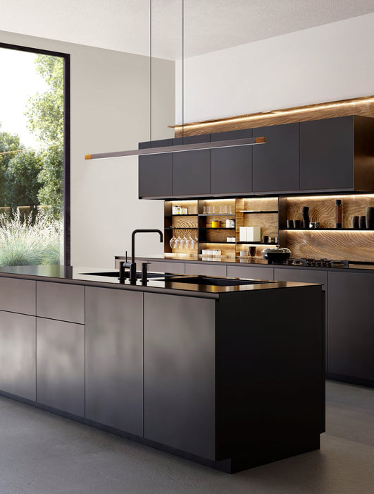 Buy Island Pendant Lights Australia Lisciana Island LED Pendant Light Wood / Grey Steel 3000K - 205743