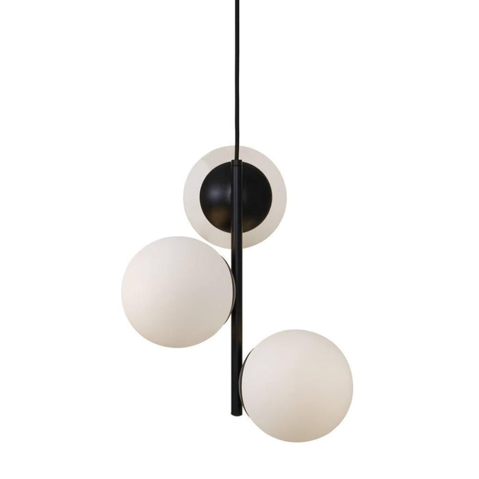 Buy Pendant Lights Australia Lilly 3 Light Pedant Black & Opal White - 48603003