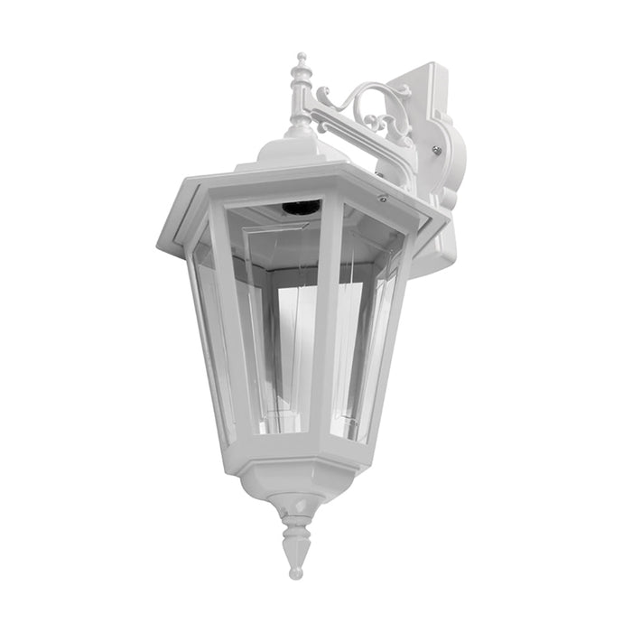 Buy Outdoor Wall Lanterns Australia Turin Outdoor Wall Lantern Down Bracket H520mm White Aluminium - 15493